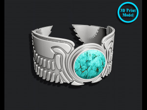 Wing Pharaonic bracelet with American Turquoise 3D 打印模型