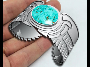Wing Pharaonic bracelet with American Turquoise 3D 打印模型