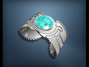 Wing Pharaonic bracelet with American Turquoise 3D 打印模型