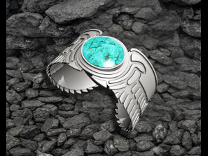 Wing Pharaonic bracelet with American Turquoise 3D 打印模型