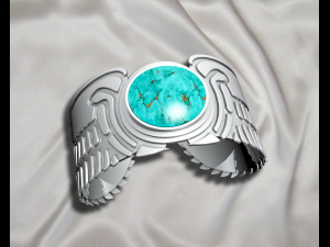 Wing Pharaonic bracelet with American Turquoise 3D 打印模型