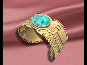 Wing Pharaonic bracelet with American Turquoise 3D 打印模型