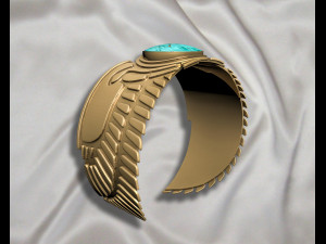 Wing Pharaonic bracelet with American Turquoise 3D 打印模型