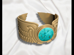 Wing Pharaonic bracelet with American Turquoise 3D 打印模型