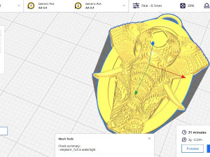 Elephant Pendant 3D Print Model