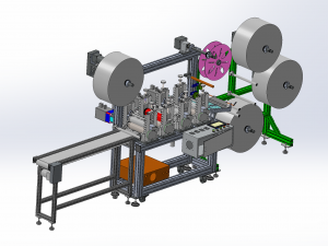 ear less semi-automatic n95 mask machine assembly 3D Model