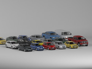 17 car assembly 3D Model