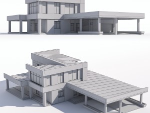 modern two-story house with attached garage and carport 3D 模型