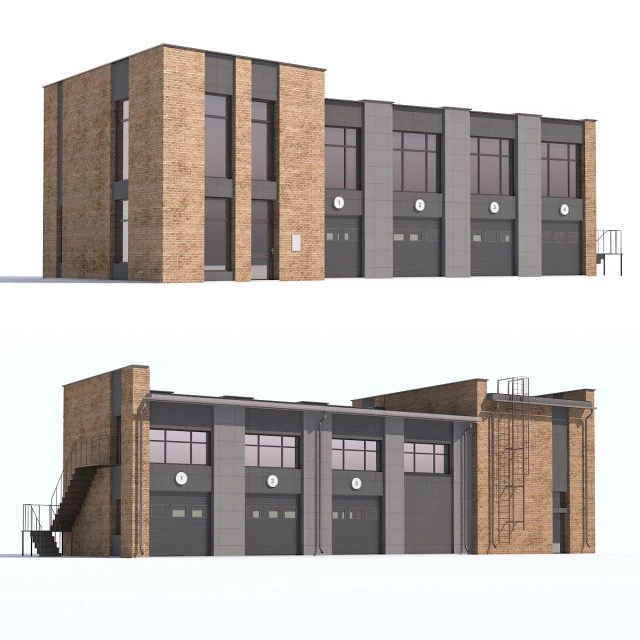 the building of car repair shop 3D Model .c4d .max .obj .3ds .fbx .stl .blend 