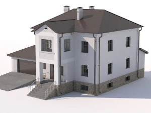casa di campagna su due livelli con annesso garage Modello 3D