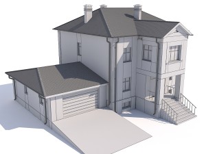 two-storey country house with attached garage 3D 模型