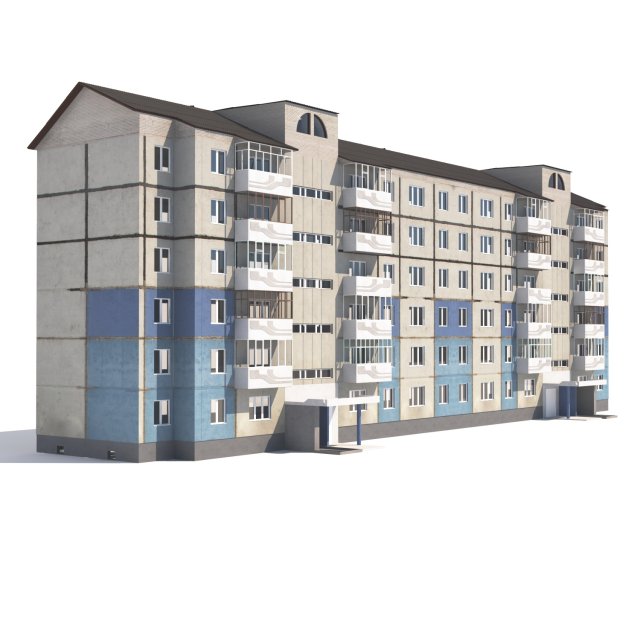 prefabricated apartment building 3D Модель .c4d .max .obj .3ds .fbx .stl .blend 