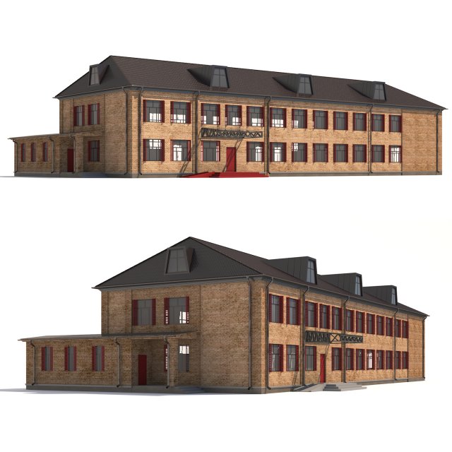 two-storey municipal building 3D मॉडल .c4d .max .obj .3ds .fbx .stl .blend 