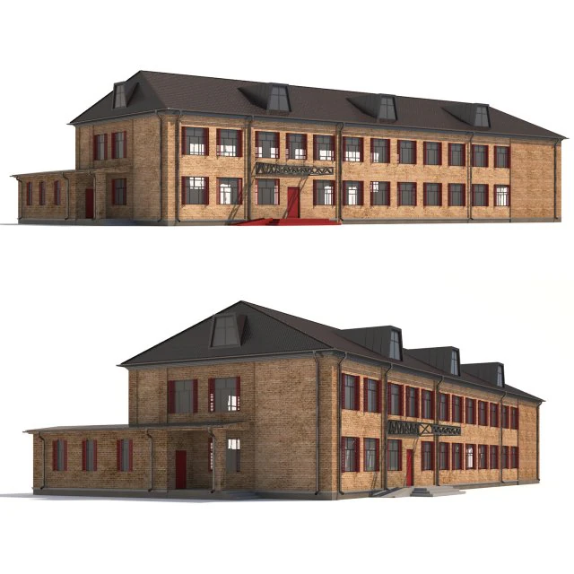two-storey municipal building 3D Model .c4d .max .obj .3ds .fbx .stl .blend 
