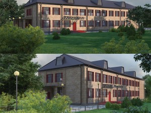 two-storey municipal building 3D मॉडल