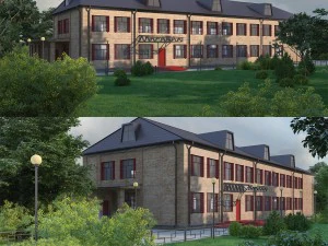 two-storey municipal building 3D Model