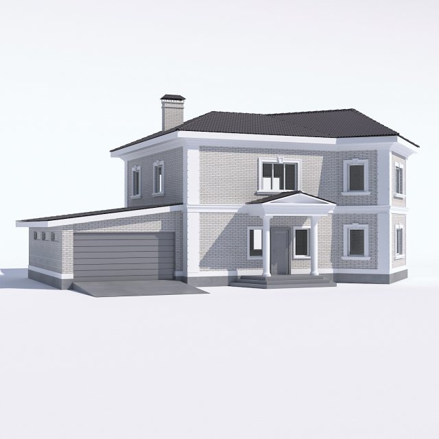classic rustic house with a garage 3D Model .c4d .max .obj .3ds .fbx .stl .blend 
