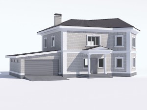 classic rustic house with a garage 3D 모델