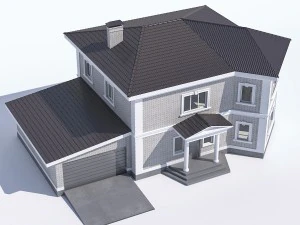 classic rustic house with a garage 3D Model