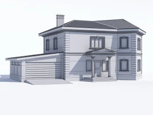 classic rustic house with a garage 3D Model