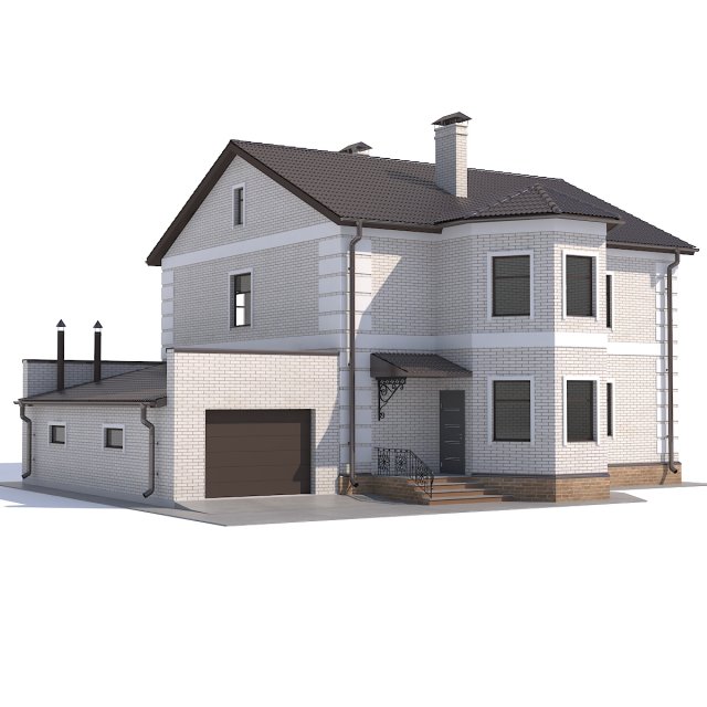 two-storey rustic cottage with garage Modelo 3D .c4d .max .obj .3ds .fbx .stl .blend 