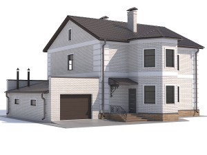 two-storey rustic cottage with garage 3D 모델