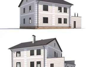 two-storey rustic cottage with garage 3D Model