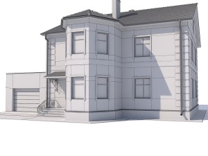 two-storey rustic cottage with garage Modelo 3D