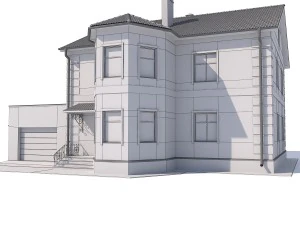 two-storey rustic cottage with garage 3D Model