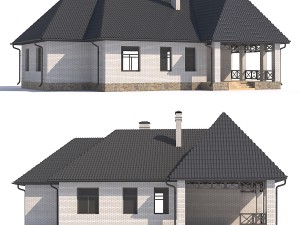 two-storey rustic cottage with garage 3D Model