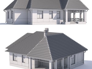 two-storey rustic cottage with garage 3D Model