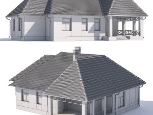 two-storey rustic cottage with garage 3D Model