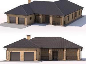 one-storey cottage with garage Modelo 3D