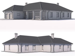 one-storey cottage with garage 3D Модель