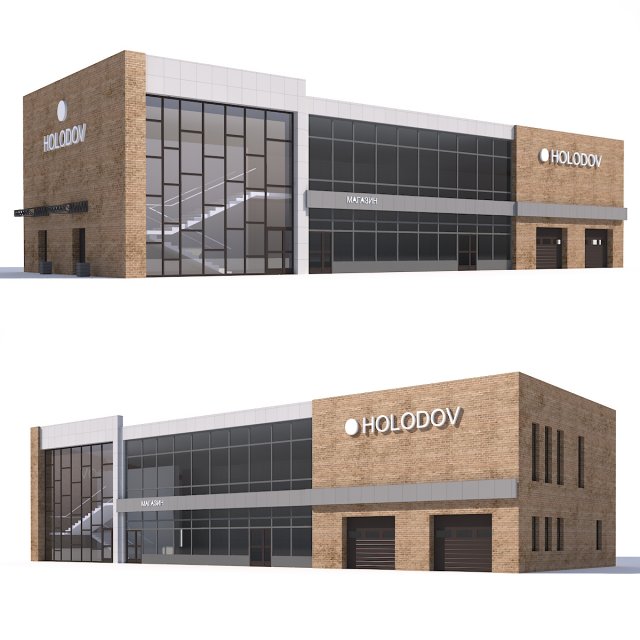 the two-story store with offices on the second floor Modelo 3D .c4d .max .obj .3ds .fbx .stl .blend 