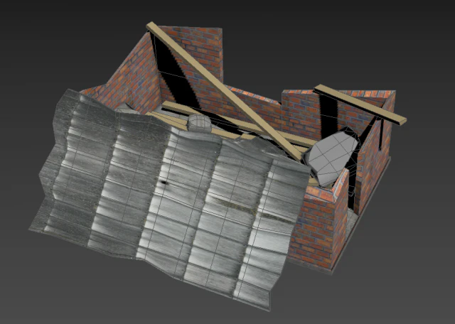 ruined house 3D Model .c4d .max .obj .3ds .fbx .stl .blend 