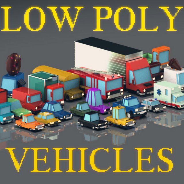 low poly vehicles - pack Model 3D .c4d .max .obj .3ds .fbx .stl .blend 