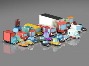 low poly vehicles - pack Model 3D
