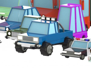 low poly vehicles - pack Model 3D