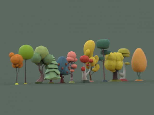 low poly tree collection 3D Model .c4d .max .obj .3ds .fbx .stl .blend 