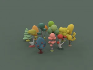 low poly tree collection 3D Model