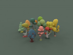 low poly tree collection Modelo 3D
