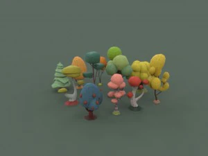 low poly tree collection 3D Model