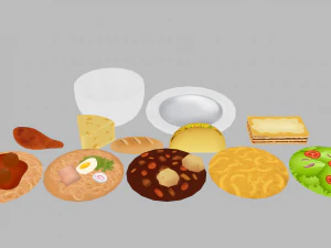 food pack - low poly hand painted 3D Model