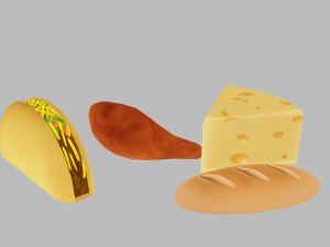 food pack - low poly hand painted Modelo 3D
