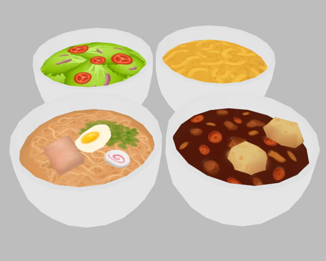 food pack - low poly hand painted 3D Model .c4d .max .obj .3ds .fbx .stl .blend