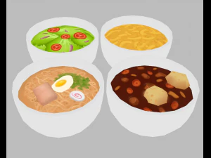 food pack - low poly hand painted 3D Model