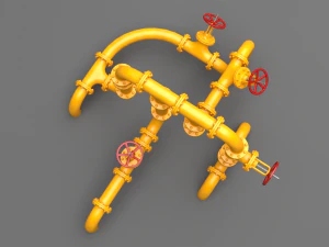 pbr industrial pipes middle 3D Model