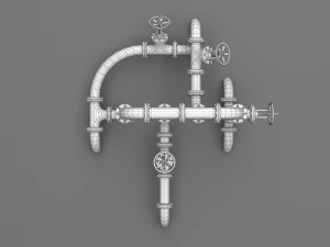 pbr industrial pipes middle 3D Model