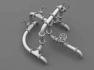 pbr industrial pipes middle 3D Model